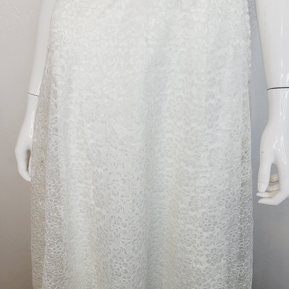 Betsey Johnson Fit & Flare Lace Midi Dress Ivory Sleeveless Wedding Evening Sz 6 - Picture 6 of 13